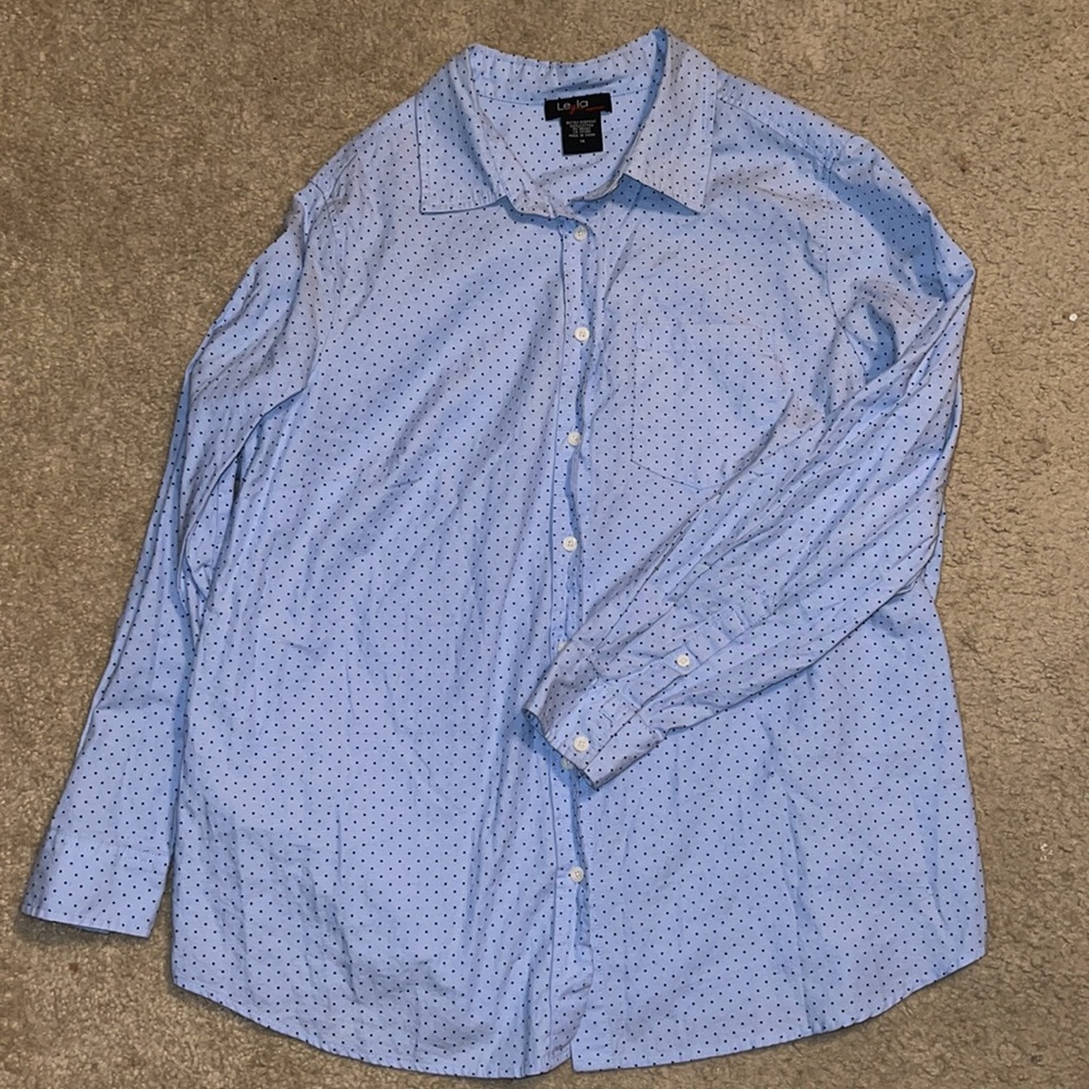 Women’s polka dot button down shirt
